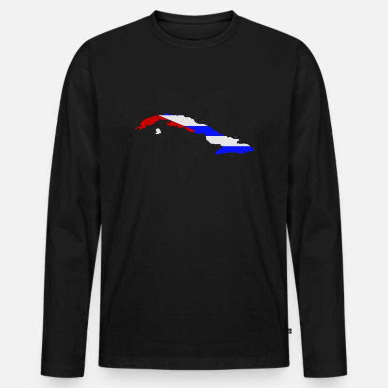 Cuba Shape Flag - Männer Premium Bio Langarmshirt - Schwarz
