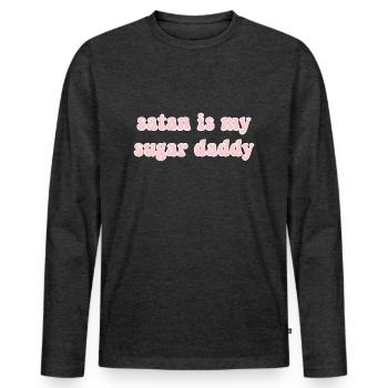 satan sugar daddy - T-shirt manches longues Premium bio Homme - anthracite chiné - Devant - Nico (187cm)