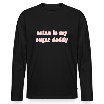satan sugar daddy - T-shirt manches longues Premium bio Homme - noir - Devant - Nico (187cm)
