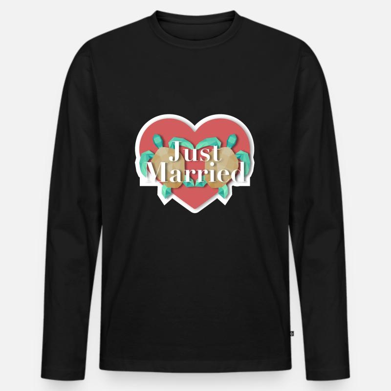 Just Married - Schildkröte - Männer Premium Bio Langarmshirt - Schwarz