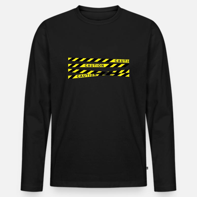 caution_f2 - Männer Premium Bio Langarmshirt - Schwarz