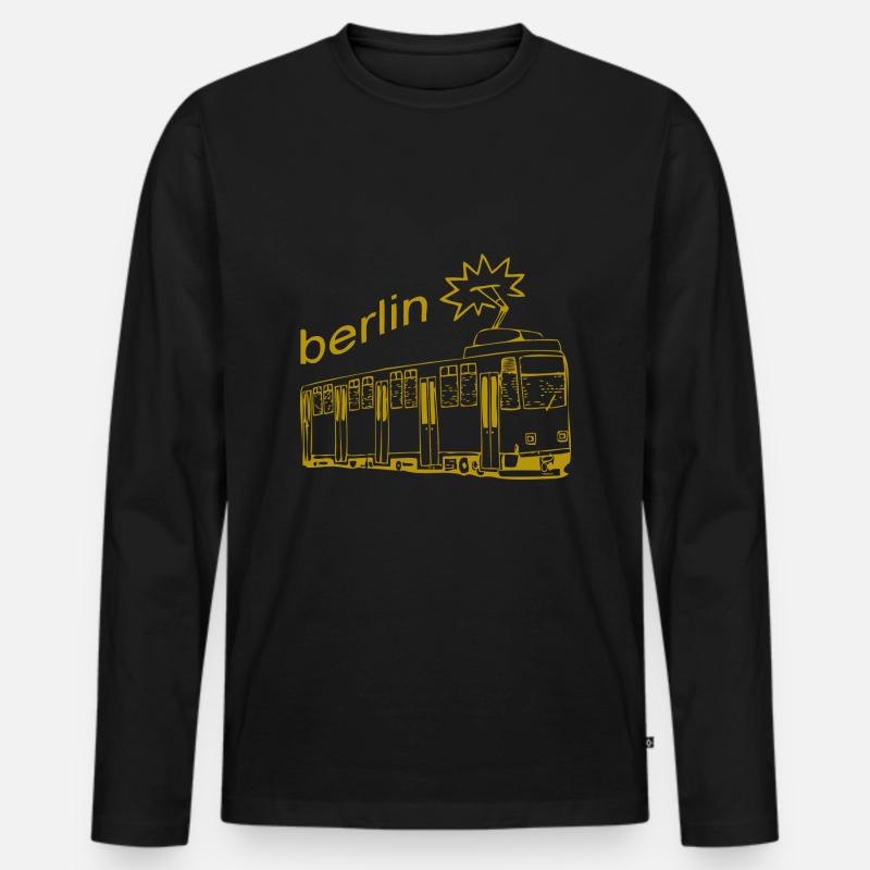 Strassenbahn Berlin - Geschenkidee - Männer Premium Bio Langarmshirt - Schwarz