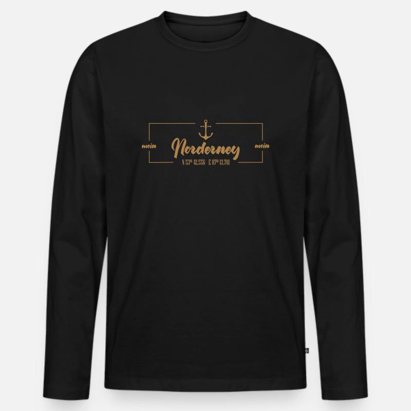 Norderney - moin moin - Männer Premium Bio Langarmshirt - Schwarz