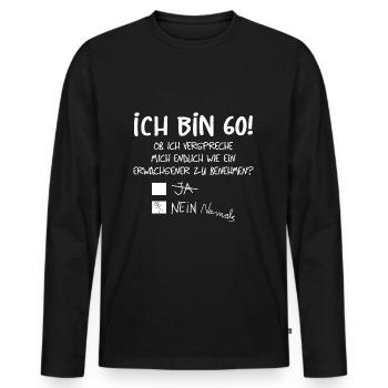 ICH BIN 60 - 60. GEBURTSTAG - Männer Premium Bio Langarmshirt - Schwarz - Vorne - Nico (187cm)