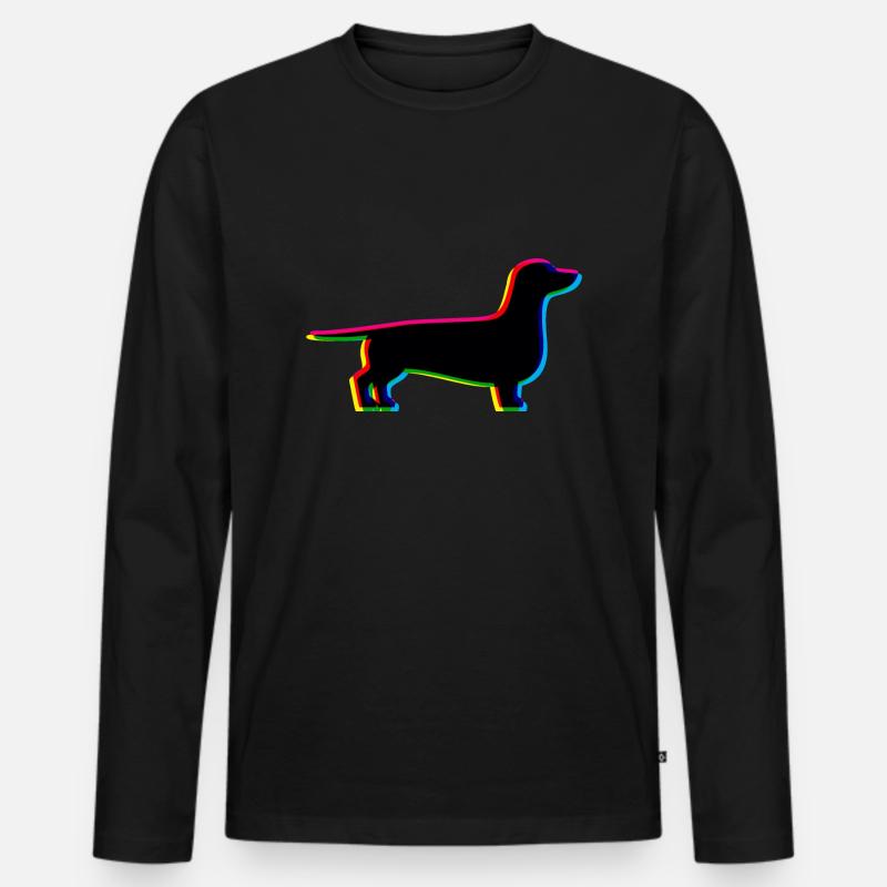 CMYK Dackel - Männer Premium Bio Langarmshirt - Schwarz
