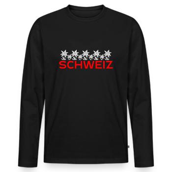 Schweizer Enzian - Männer Premium Bio Langarmshirt - Schwarz - Vorne - Nico (187cm)