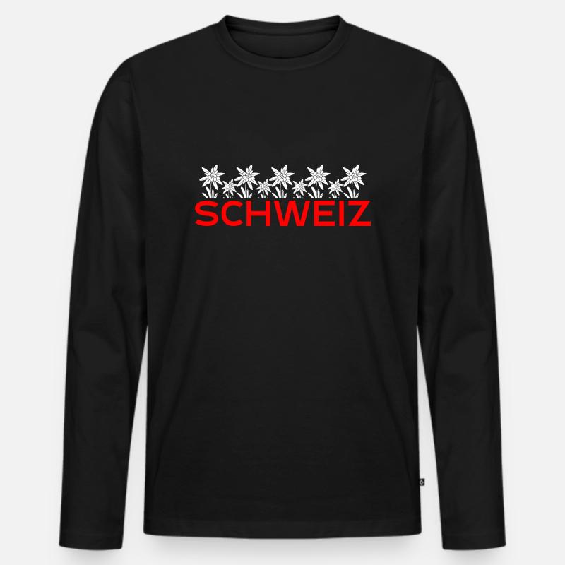 Schweizer Enzian - Männer Premium Bio Langarmshirt - Schwarz