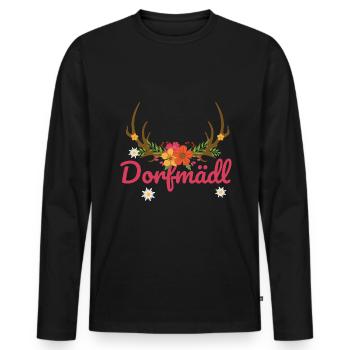 Dorfmädel Dorfmädchen Dorf Dorfmädl Damen - Männer Premium Bio Langarmshirt - Schwarz - Vorne - Nico (187cm)