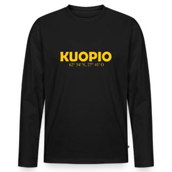 Kuopio - Finland - Coordinates - Longitude - Men's Premium Organic Long Sleeve Shirt - black - Front - Nico (187cm)