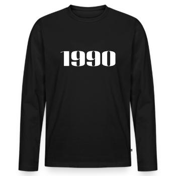 1990 - Cadeau né en 1990 - T-shirt manches longues Premium bio Homme - noir - Devant - Nico (187cm)