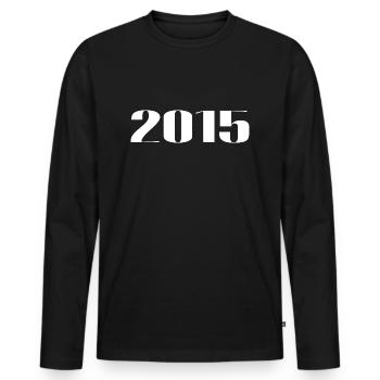 2015 - Cadeau né en 2015 - T-shirt manches longues Premium bio Homme - noir - Devant - Nico (187cm)