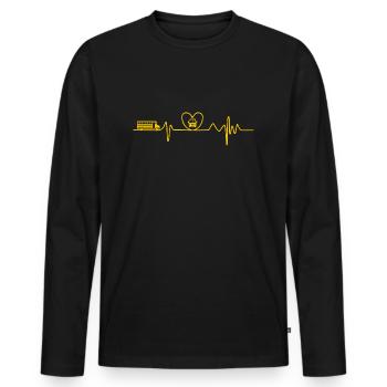Funny School Bus Driver School Bus Heartbeat - Men's Premium Organic Long Sleeve Shirt - black - Front - Nico (187cm)