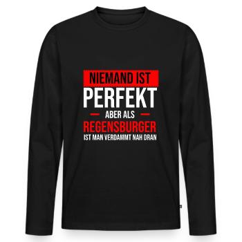 Regensburg Meine Stadt Bayern Regensburger - Männer Premium Bio Langarmshirt - Schwarz - Vorne - Nico (187cm)