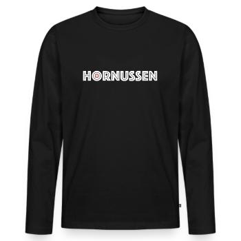 Hornussen | Schweiz, Sport, Fondue, grillen, Berge - Männer Premium Bio Langarmshirt - Schwarz - Vorne - Nico (187cm)