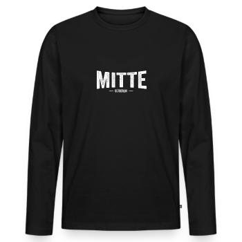 MITTE Ostberlin - Männer Premium Bio Langarmshirt - Schwarz - Vorne - Nico (187cm)