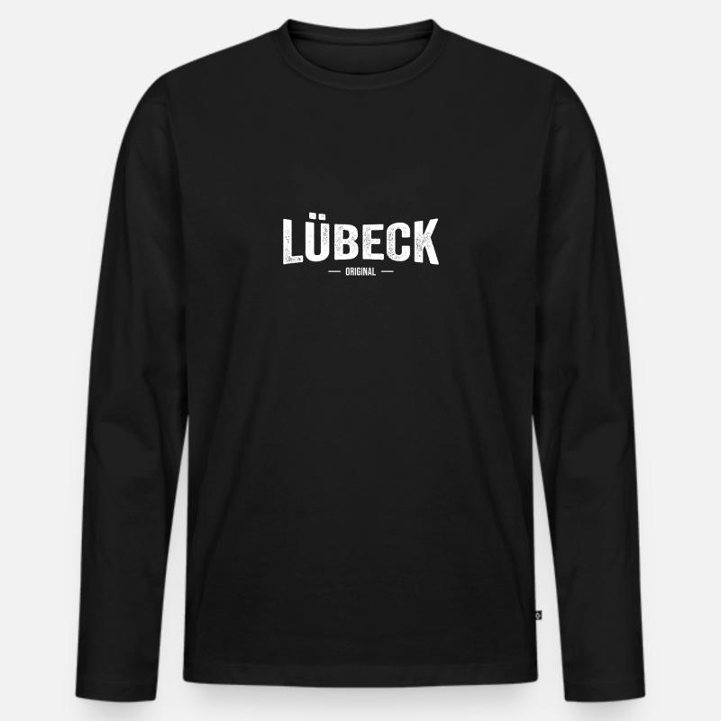 Lübeck Original - Männer Premium Bio Langarmshirt - Schwarz