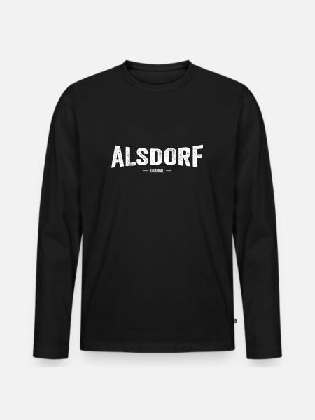 Alsdorf Original - Männer Premium Bio Langarmshirt - Schwarz