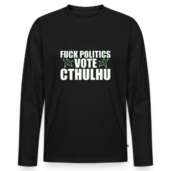 Baise la politique vote Cthulhu - T-shirt manches longues Premium bio Homme - noir - Devant - Nico (187cm)