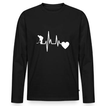 Eishockeyteam Herzschlag Wintersport Eishockey - Männer Premium Bio Langarmshirt - Schwarz - Vorne - Nico (187cm)