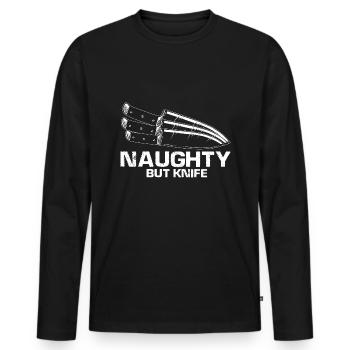 Life is better with knife knife collector - Men's Premium Organic Long Sleeve Shirt - black - Front - Nico (187cm)