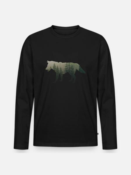 Eis Wolf - Männer Premium Bio Langarmshirt - Schwarz
