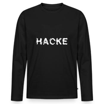 Hacke Dicht - Männer Premium Bio Langarmshirt - Schwarz - Vorne - Nico (187cm)