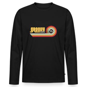 1971 Vintage groovy Geburtstag - Männer Premium Bio Langarmshirt - Schwarz - Vorne - Nico (187cm)