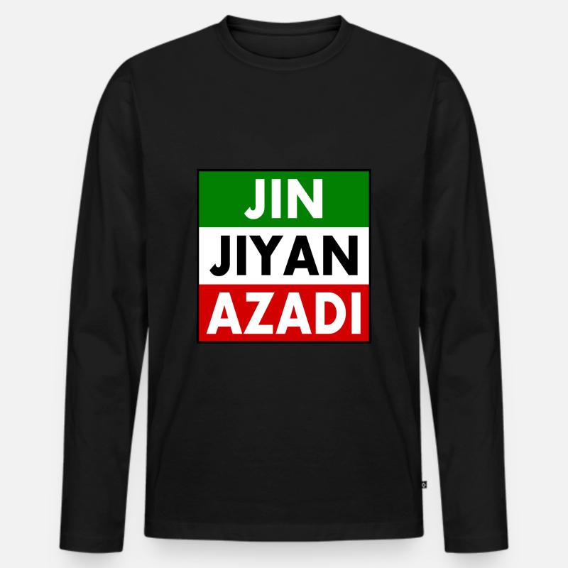 jin jiyan azadi - Männer Premium Bio Langarmshirt - Schwarz