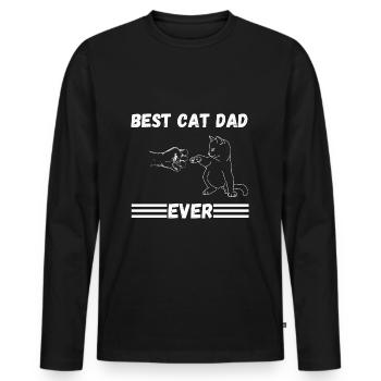 Cat dad cat love gift cat dad cat cat cat - Men's Premium Organic Long Sleeve Shirt - black - Front - Nico (187cm)