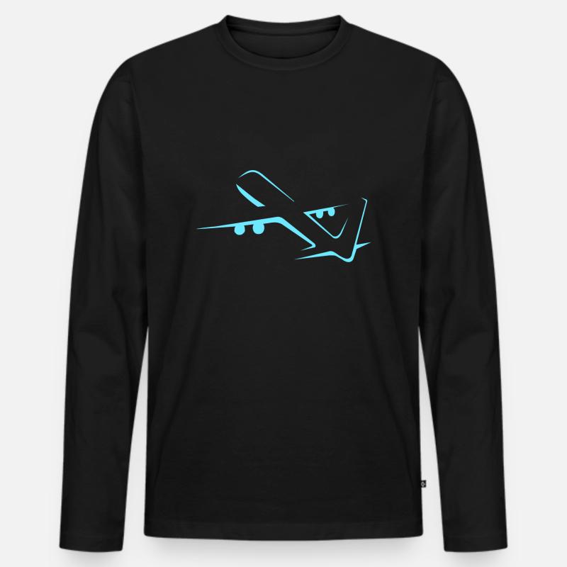 Flugzeug - Männer Premium Bio Langarmshirt - Schwarz