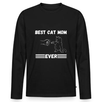 Cat maman amour de chat cadeau maman de chat - T-shirt manches longues Premium bio Homme - noir - Devant - Nico (187cm)