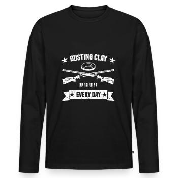 Tontaubenschießen Sprüche | Skeet Hobby Geschenke - Männer Premium Bio Langarmshirt - Schwarz - Vorne - Nico (187cm)