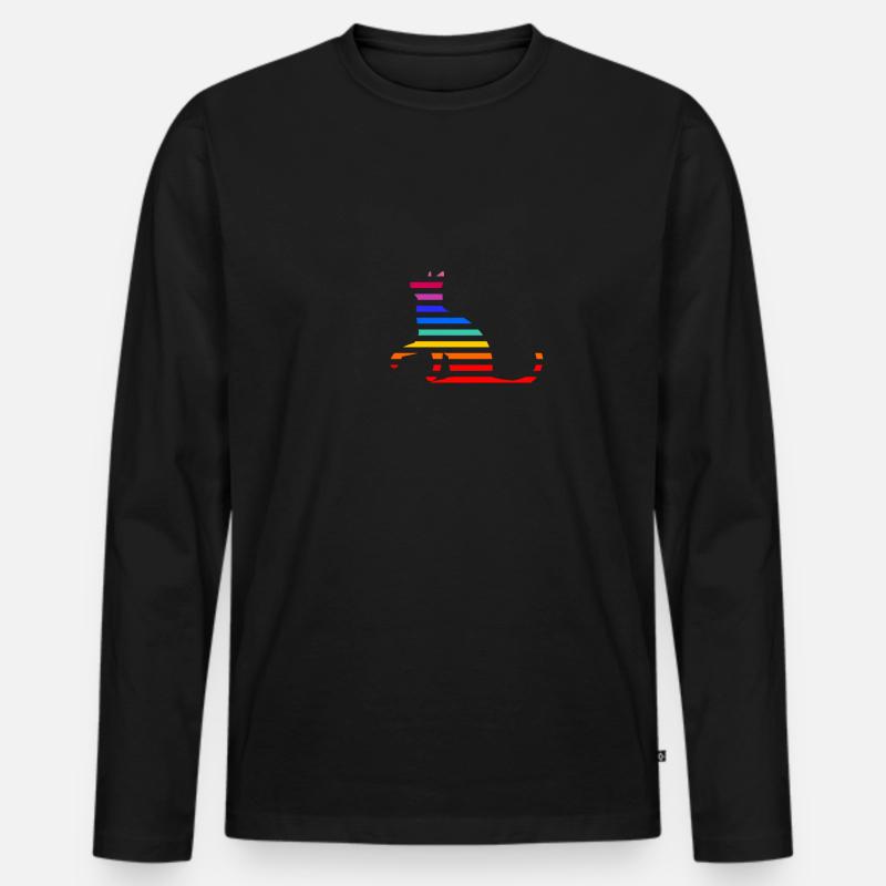 Regenbogenkatze - Männer Premium Bio Langarmshirt - Schwarz