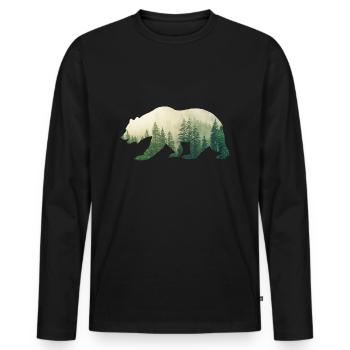 Grizzly des forêts - T-shirt manches longues Premium bio Homme - noir - Devant - Nico (187cm)