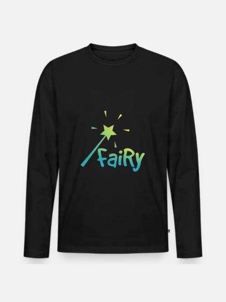Hada con una varita - hadas con una varita mágica - Camiseta ecológica prémium de manga larga para hombre - negro