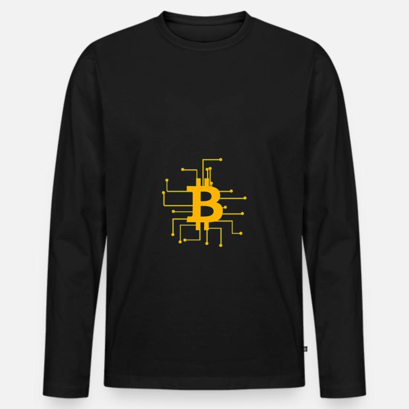 Bitcoin - Männer Premium Bio Langarmshirt - Schwarz