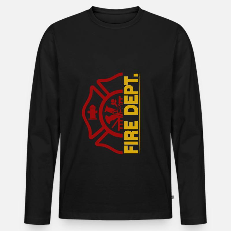 Fire Dept. - Feuerwehr - Männer Premium Bio Langarmshirt - Schwarz