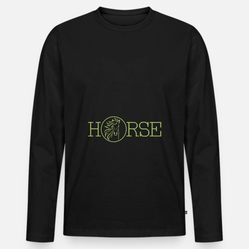 Horse - Pferd - Männer Premium Bio Langarmshirt - Schwarz