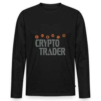 Crypto Trader - T-shirt manches longues Premium bio Homme - noir - Devant - Nico (187cm)