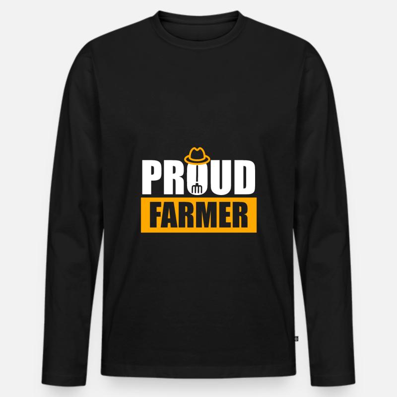 Proud farmer - Stolzer Bauer - Männer Premium Bio Langarmshirt - Schwarz