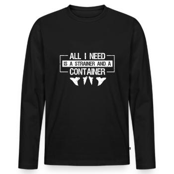Paleontologist Designs Fossil Hunter Student - Men's Premium Organic Long Sleeve Shirt - black - Front - Nico (187cm)