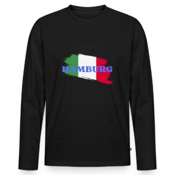 Hamburg - Men's Premium Organic Long Sleeve Shirt - black - Front - Nico (187cm)