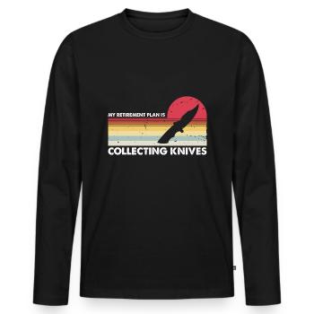 Plan de retraite Couteaux Collectionneurs de couteaux - T-shirt manches longues Premium bio Homme - noir - Devant - Nico (187cm)