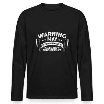 Parlez spontanément du collecteur de couteaux de cuisine - T-shirt manches longues Premium bio Homme - noir - Devant - Nico (187cm)