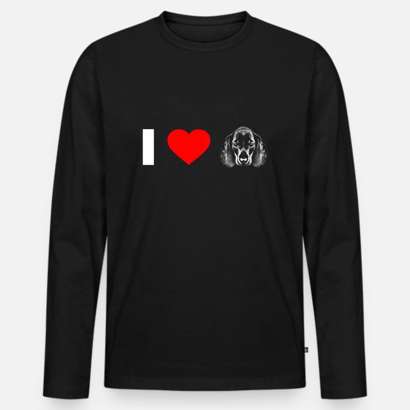 Dackel-Liebe - Männer Premium Bio Langarmshirt - Schwarz