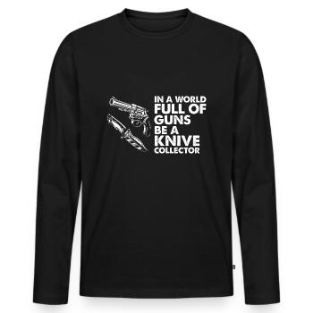 Knife Collector Designs Messerfan Knife Maker - Men's Premium Organic Long Sleeve Shirt - black - Front - Nico (187cm)