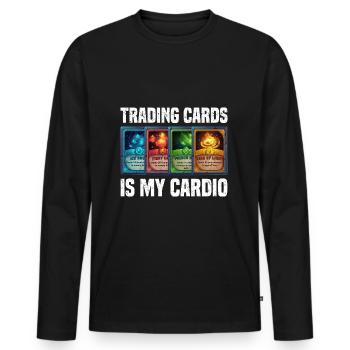 Trading karten - Männer Premium Bio Langarmshirt - Schwarz - Vorne - Nico (187cm)