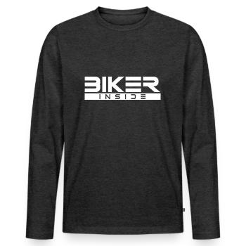 Biker Inside, Motorcycle Bike Fun Motorcycle - Men's Premium Organic Long Sleeve Shirt - heather anthracite - Front - Nico (187cm)