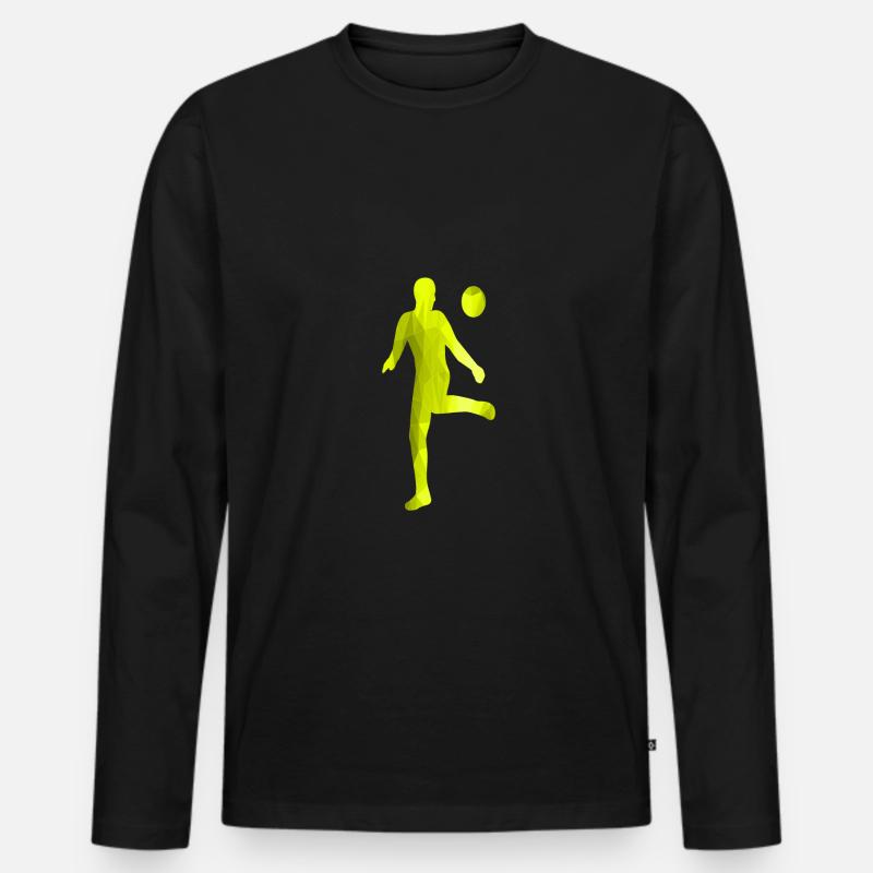 Fußballspieler - Männer Premium Bio Langarmshirt - Schwarz