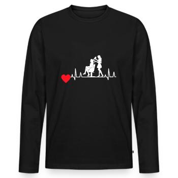 Coiffeur coeur fille femme coiffure ciseaux - T-shirt manches longues Premium bio Homme - noir - Devant - Nico (187cm)